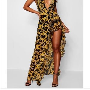 Asymmetrical print maxi dress